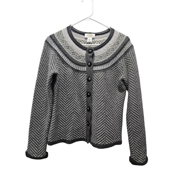 Talbots Sweaters - Vintage Talbots Fair Isle Cardigan Sweater Gray Size S Lambs Wool Angora Rabbit